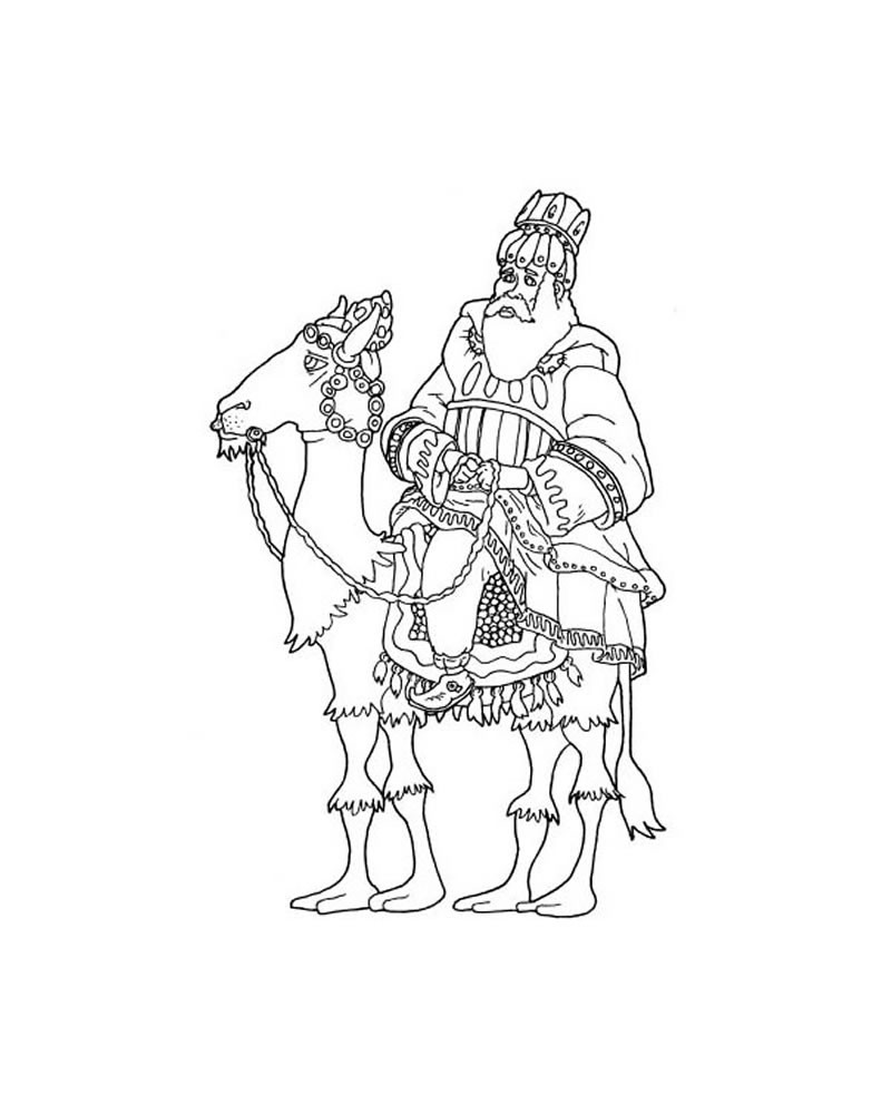 800x1000 King Melchior Coloring Pages - Three Wise Men Sketch