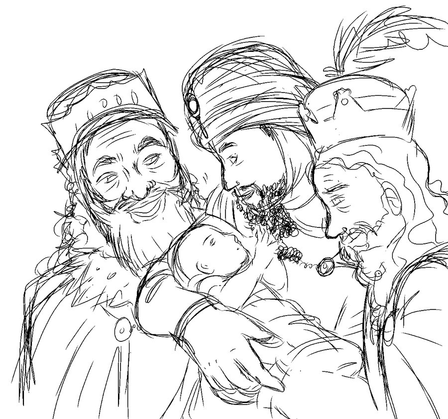 900x842 The Magi - Three Wise Men Sketch