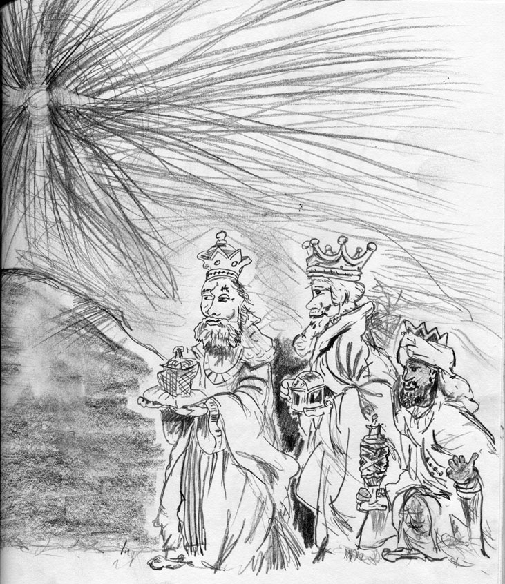 731x846 Wise Men, Old King Herod, Lost Sheep, And Alpha Blocks Art - Three Wise Men Sketch