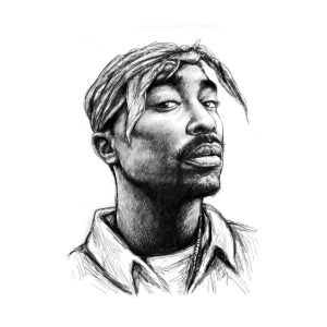 300x300 Tupac Shakur Art Drawing Sketch Portrait Painting By Kim Wang - Throat Sketch