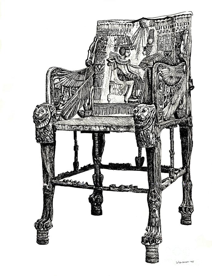 690x900 Egyptian Throne Drawing By Adendorff Design - Throne Sketch