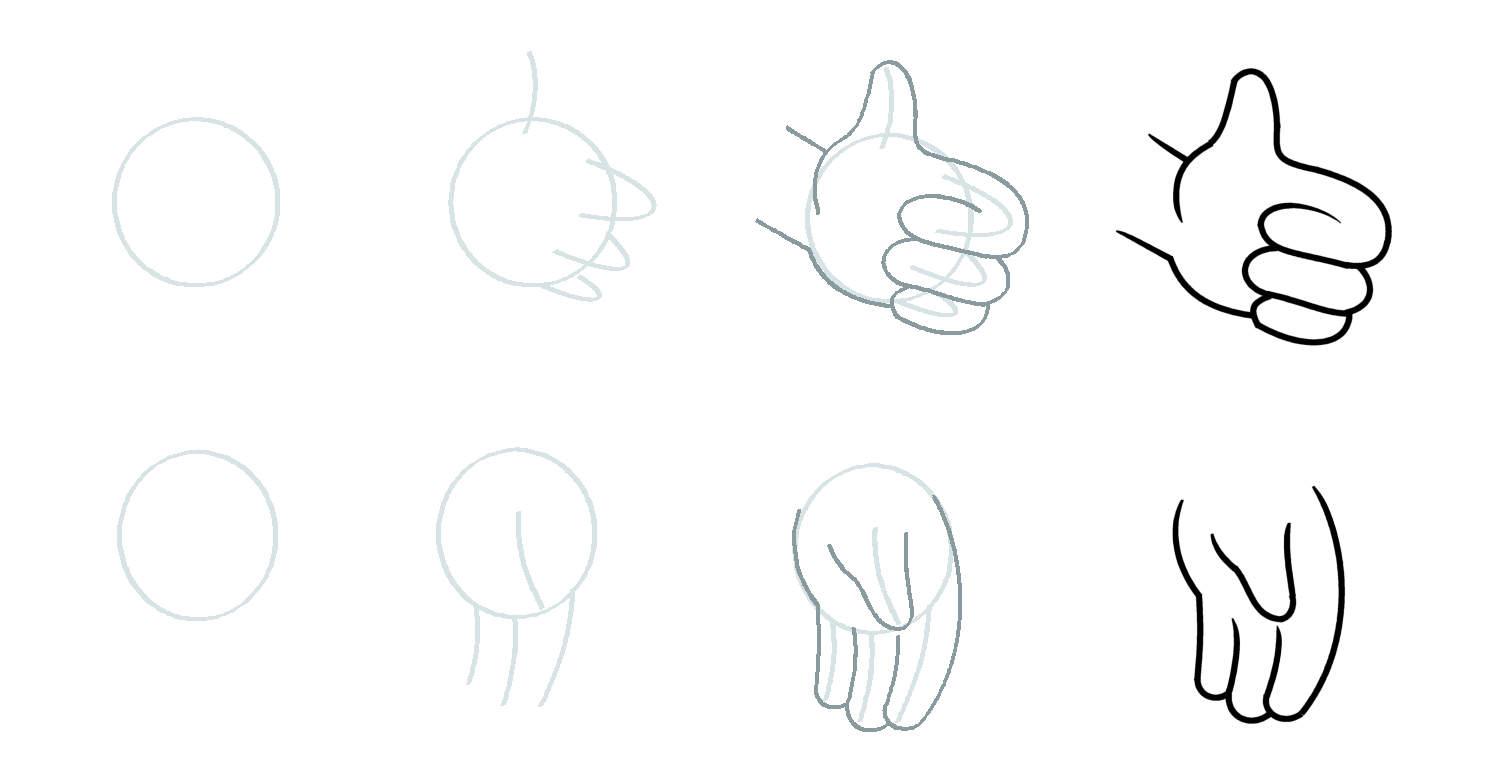 1500x780 How To Draw Cartoon Hands - Thumb Sketch