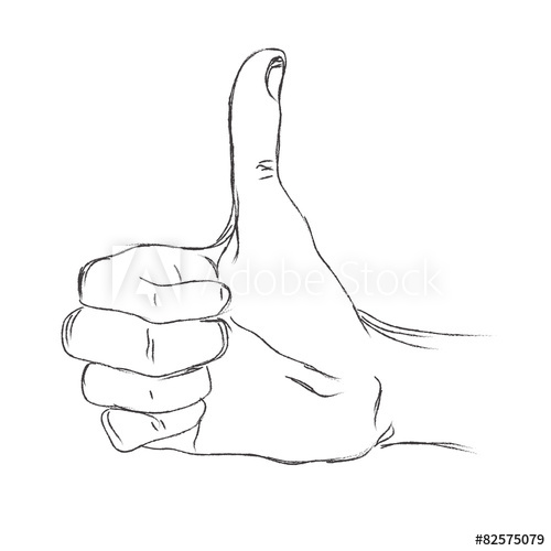 500x500 Hand, Showing, Thumbs, Up, Sketch, Vector, Illustration - Thumbs Up Sketch