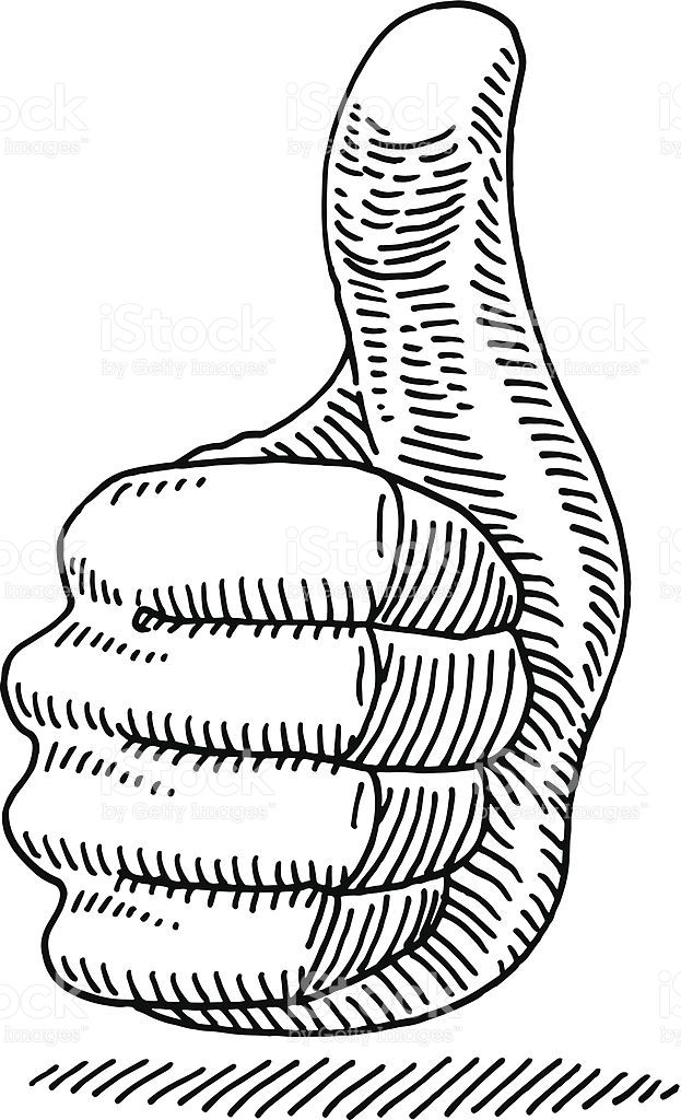 623x1024 Hand Drawn Vector Drawing Of A Thumbs Up Hand. Black And White - Thumbs Up Sketch