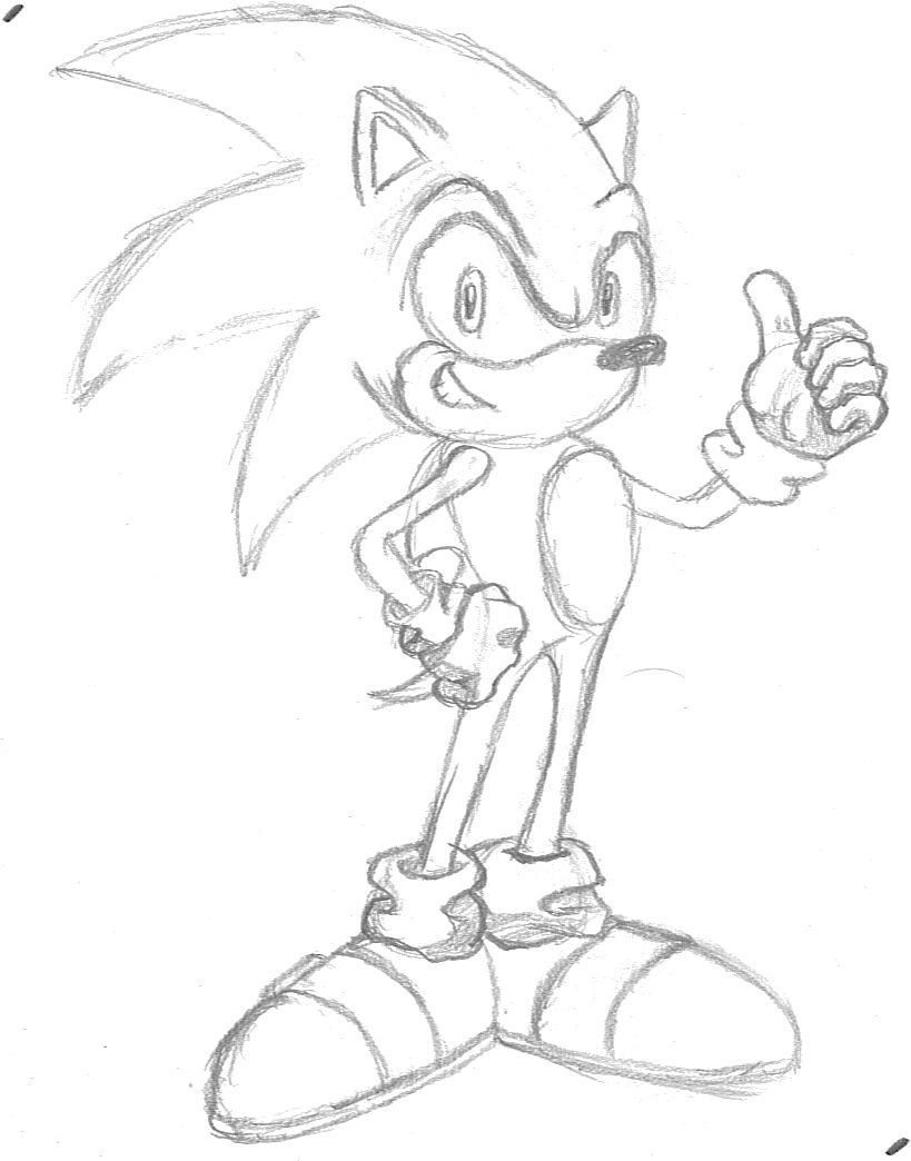 819x1044 Sonic Thumbs Up Sketch By Orgeston - Thumbs Up Sketch