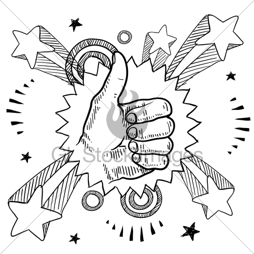 500x500 Thumbs Up Sketch Gl Stock Images - Thumbs Up Sketch