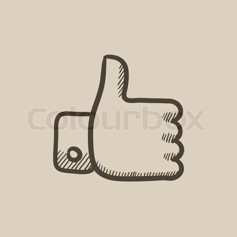 800x800 Thumbs Up Vector Sketch Icon Isolated On Background. Hand Drawn - Thumbs Up Sketch