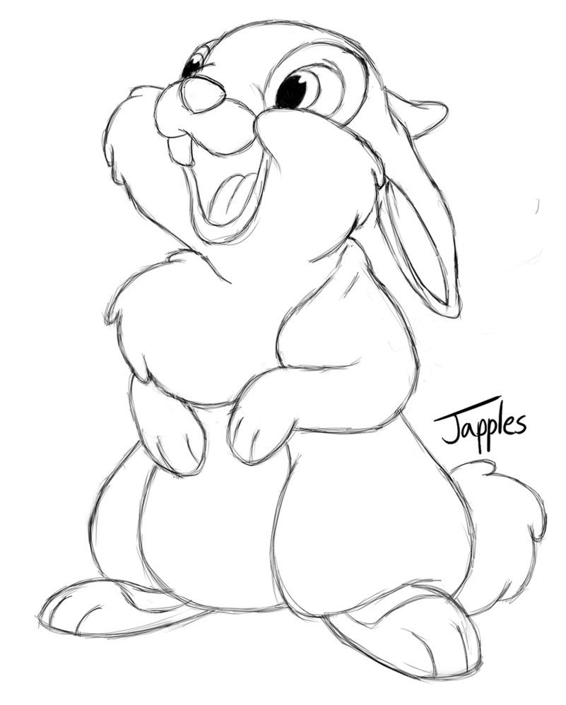 801x998 Bambi And Thumper Drawing - Thumper Sketch