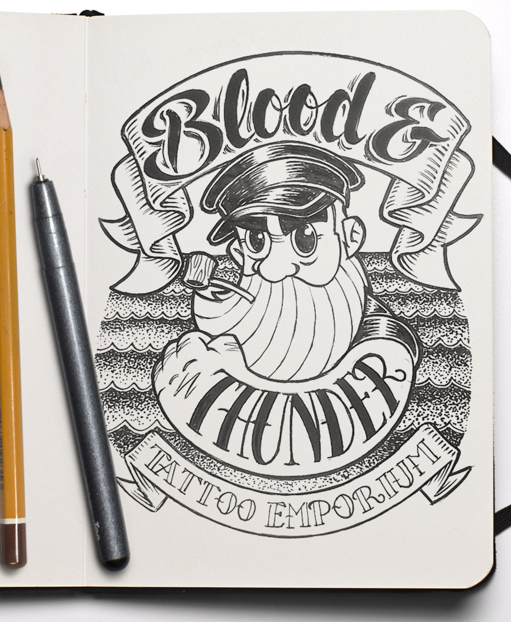 1000x1216 Blood Amp Thunder Tattoo Emporium - Thunder Sketch