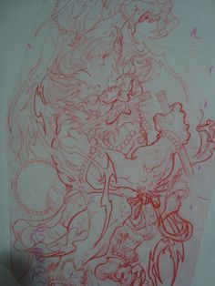 236x314 Japanese Thunder God Full Sleeve Sketch Japanese Imagery - Thunder Sketch