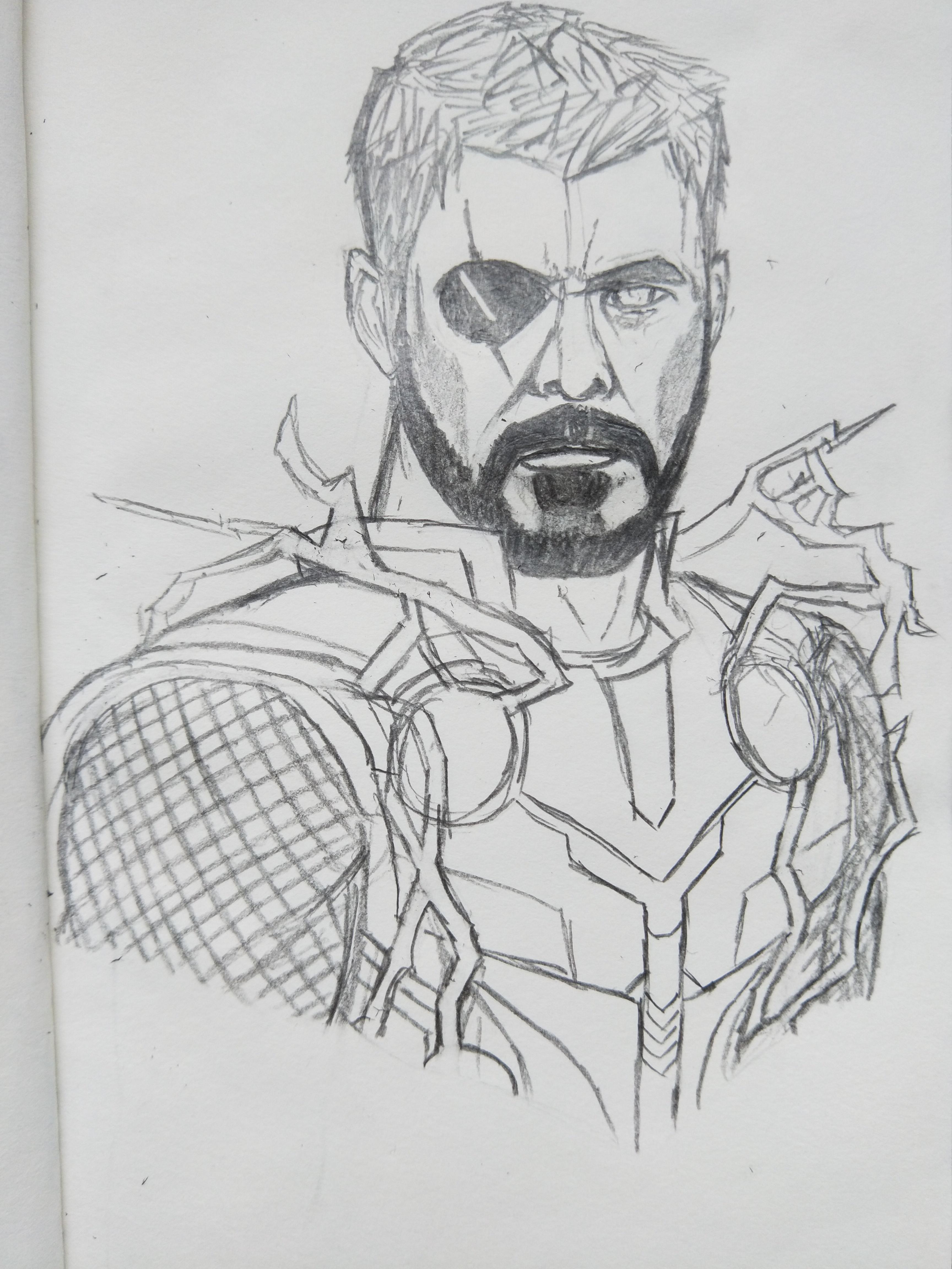 3456x4608 My Sketch Of The Seductive Lord Of Thunder. Marvelstudios - Thunder Sketch