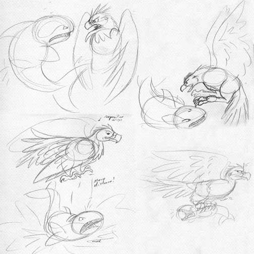 504x504 Initial Sketches For Earthquake Beasts - Thunderbird Sketch