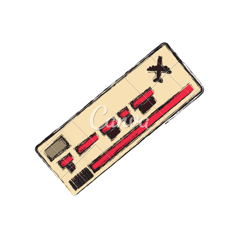 800x800 Flight Travel Ticket Sketch - Ticket Sketch