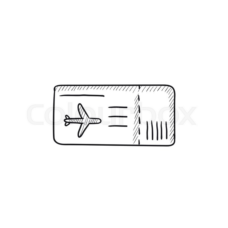 800x800 Flight Ticket Vector Sketch Icon Isolated On Background. Hand - Ticket Sketch