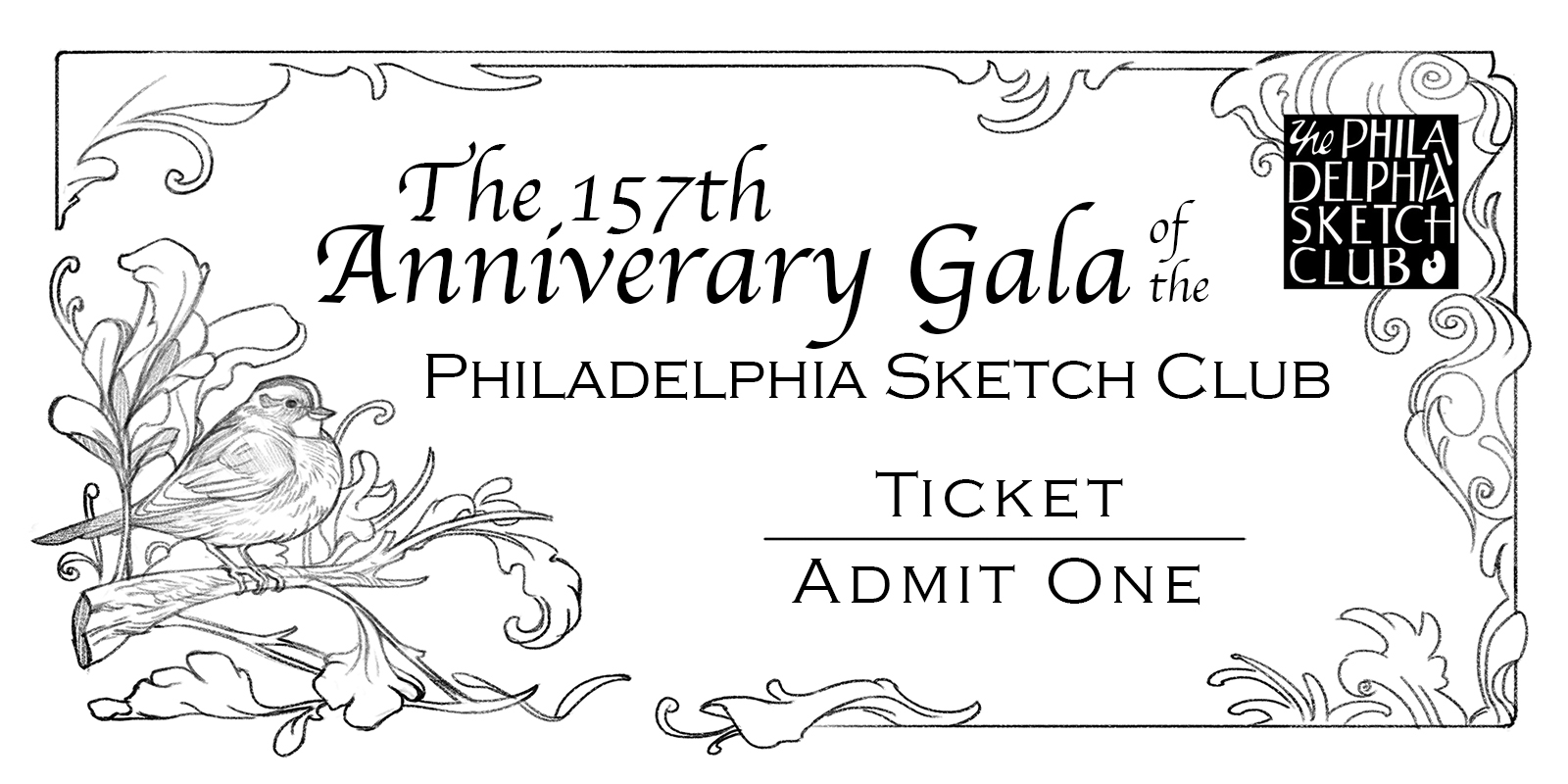 1600x800 Psc Gala Ticket Philadelphia Sketch Club - Ticket Sketch