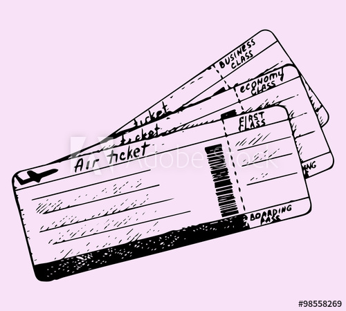 500x450 Air Ticket, Doodle Style, Sketch Illustration - Ticket Sketch