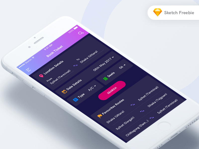 800x600 Bus Ticket Booking App Ui Freebie - Ticket Sketch