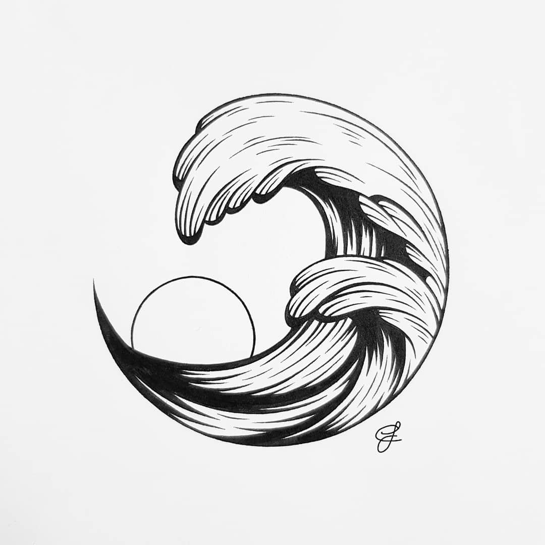 1080x1080 Chelse Jacobe On Twitter Old Drawing - Tidal Wave Sketch