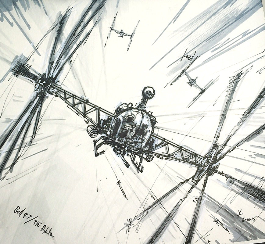 869x800 Artstation - Tie Fighter Sketch
