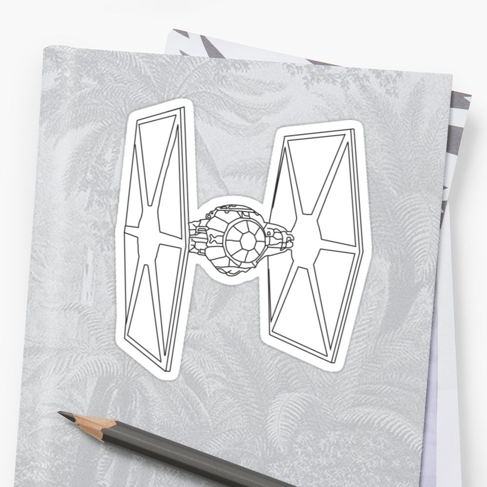 1000x1000 Tie Fighter Sketch Stickers By Ruari A Redbubble - Tie Fighter Sketch