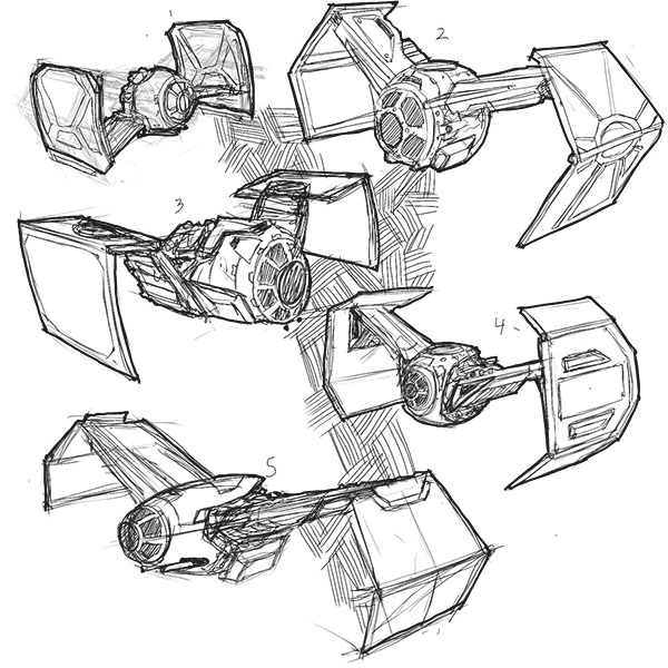 600x600 Tie Fighter Redesign On Wacom Gallery - Tie Fighter Sketch
