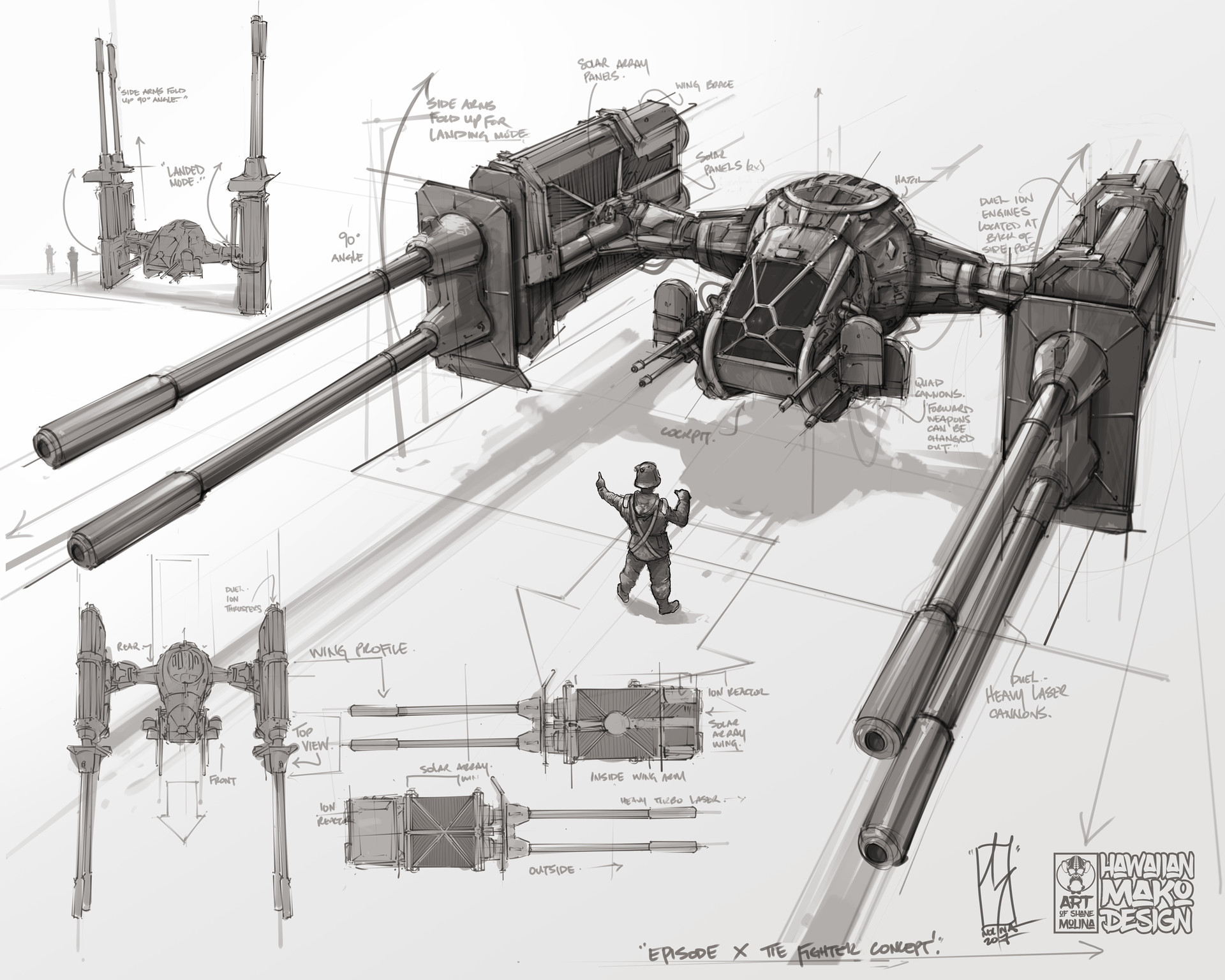 1920x1536 Hawaiian Mako Design - Tie Fighter Sketch