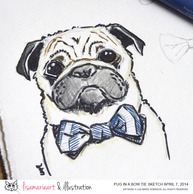 800x803 Pug Sketch Bow Ties Are Cool! Lisa Marie Art Amp Illustration - Tie Sketch