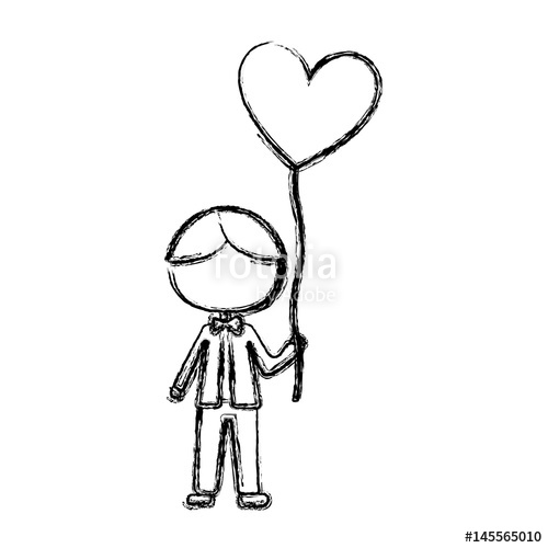 500x500 Monochrome Sketch Of Caricature Faceless Kid With Bow Tie And - Tie Sketch