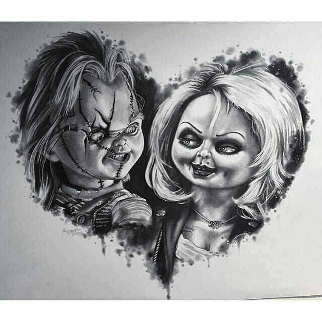 640x640 Chucky And Tiffany Movies Art Ii Tattoos, Chucky - Tiffany Sketch
