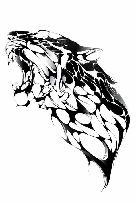 474x711 White Tiger Growling Drawing. Ralph N Murray Iii - Tiger Roaring Sketch