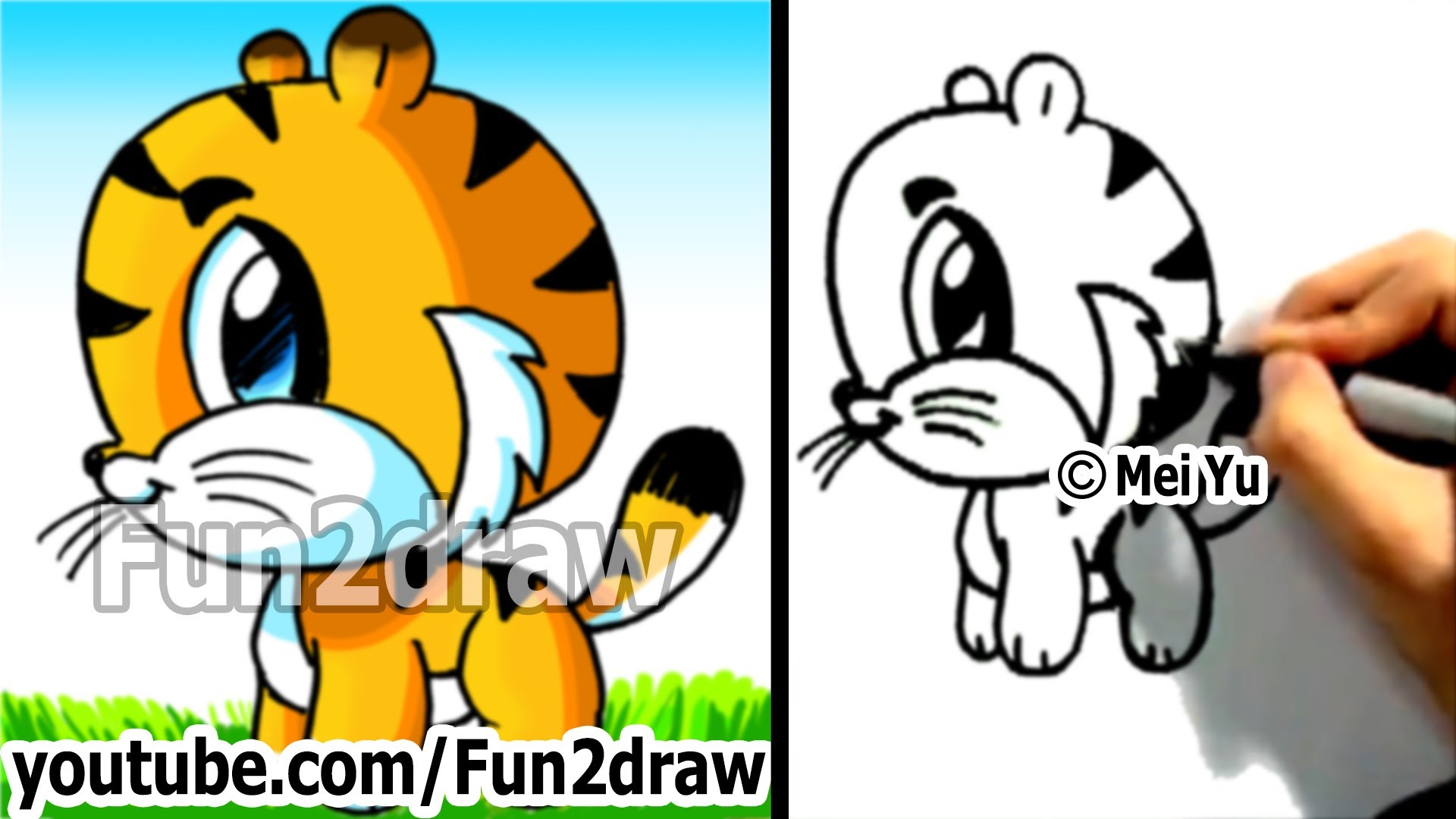 1920x1080 How To Draw A Cartoon Tiger - Tiger Sketch Cartoon