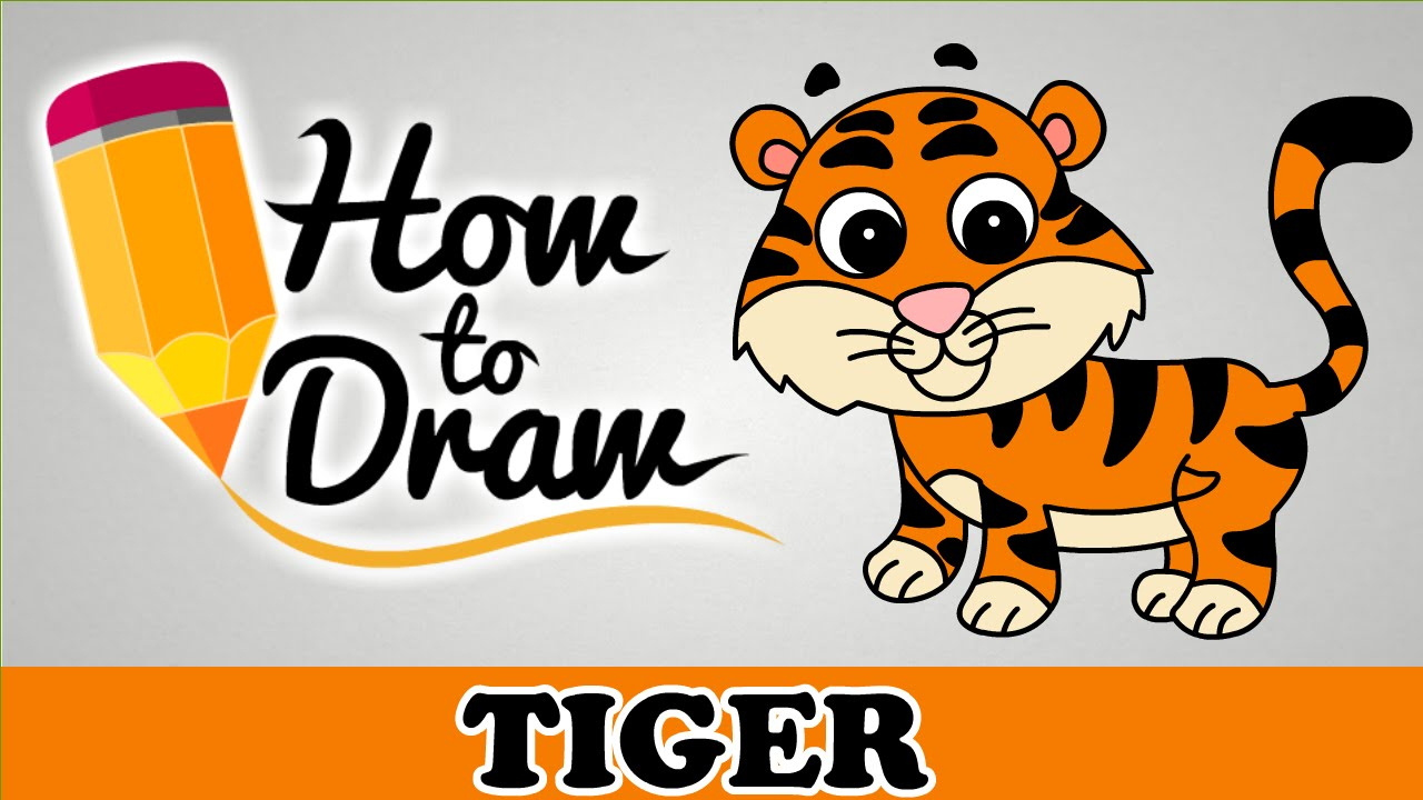 1280x720 Tiger Sketch For Kids How To Draw A Tiger - Tiger Sketch Cartoon