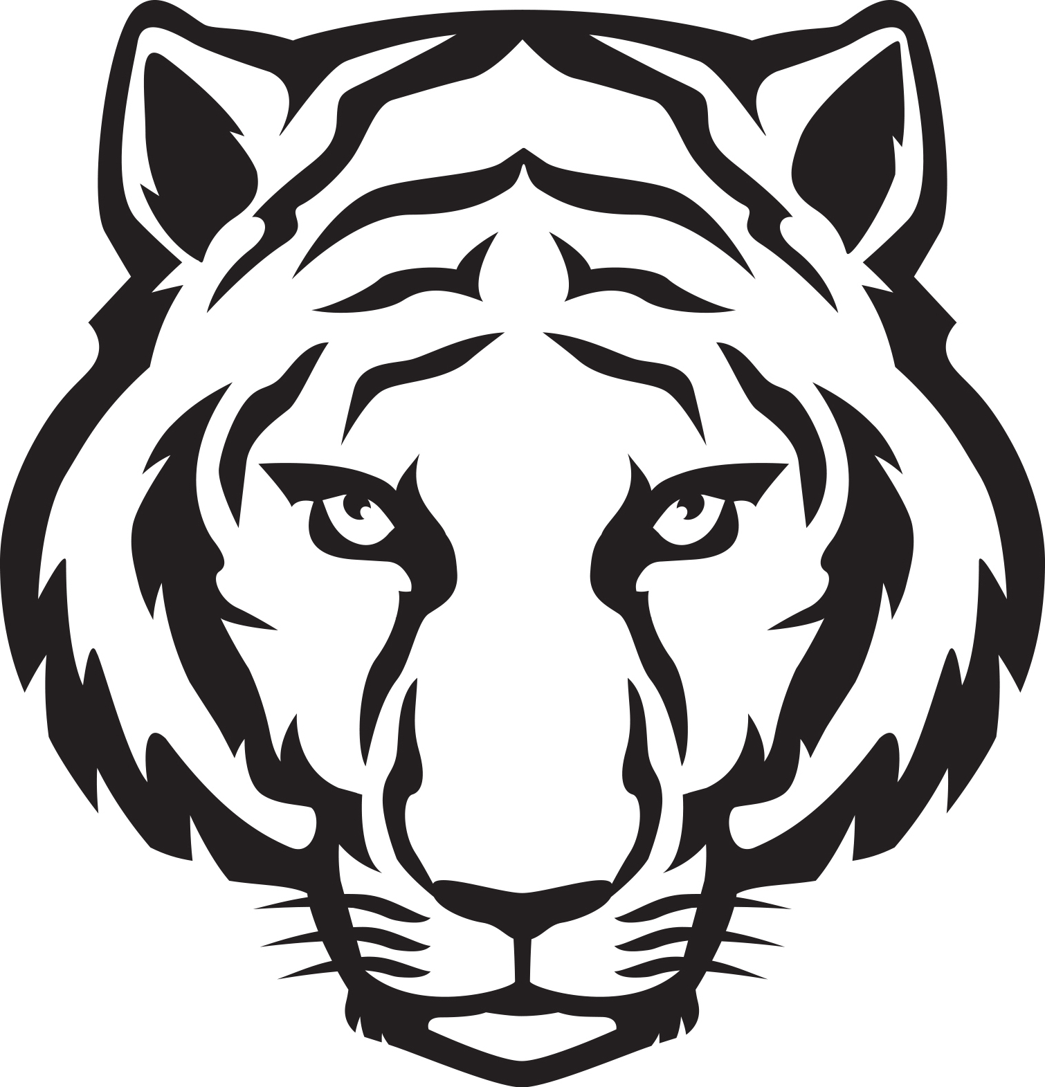 1510x1571 Tiger Face Image Sketch Simple Tiger Drawings Easy Tiger Face - Tiger Sketch Drawing