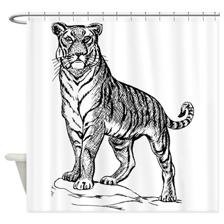 460x460 Tiger Sketch Shower Curtains - Tiger Sketch Pictures