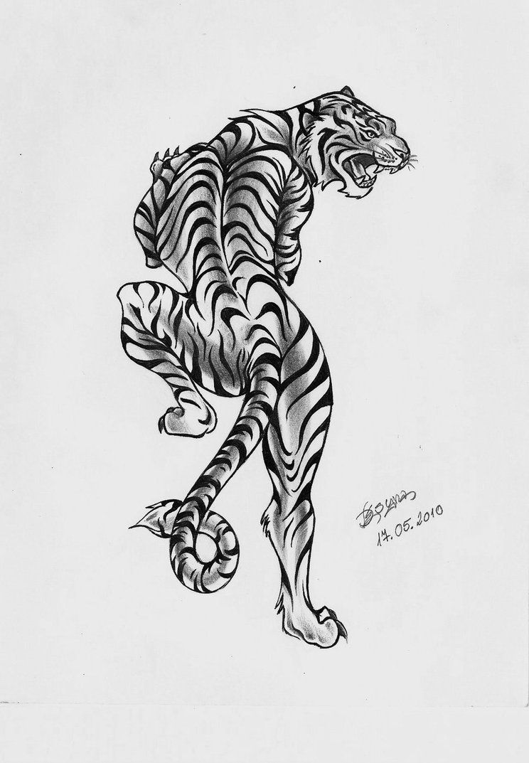 744x1073 Tiger Tattoo By Dzsyna96 - Tiger Sketch Tattoo
