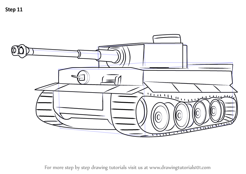 844x598 Learn How To Draw A Tiger Tank (Military) Step By Step Drawing - Tiger Tank Sketch
