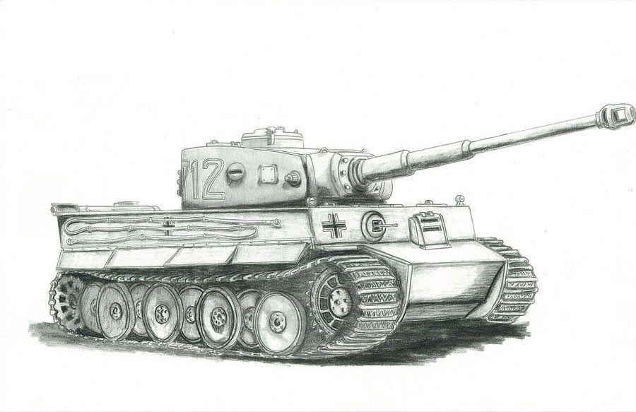 900x583 Tiger I Tank Drawing - Tiger Tank Sketch