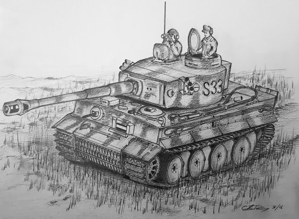 1000x733 How To Draw A Tiger I Tank - Tiger Tank Sketch