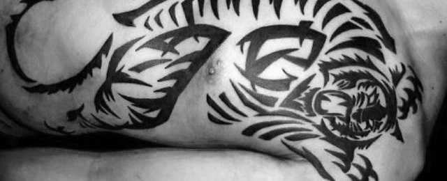 640x260 40 Tribal Tiger Tattoo Designs For Men - Tiger Tattoo Sketch