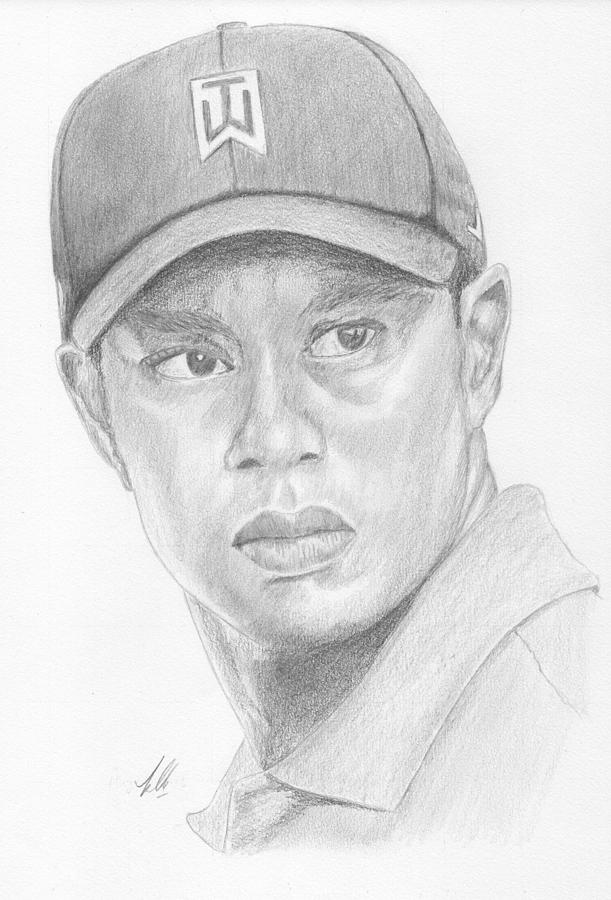 611x900 Tiger Woods Drawing By Keith Miller - Tiger Woods Sketch