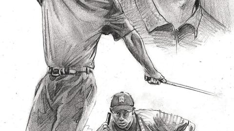 480x270 Sketches Golf Tiger Woods - Tiger Woods Sketch