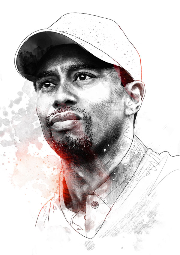 600x848 Posts Tagged Tiger Woods - Tiger Woods Sketch