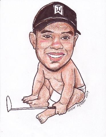 371x479 Sports Star, Caricature Sketches, Caricaturist Usa Tiger Woods - Tiger Woods Sketch