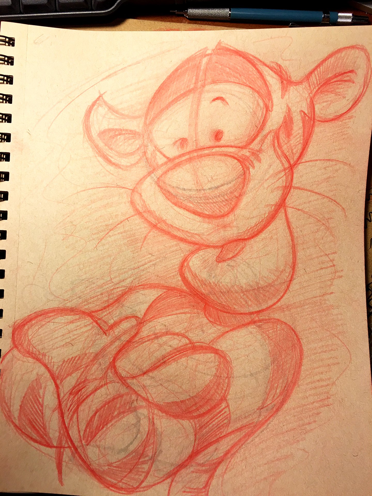 1440x1920 Mike Draws Art Tigger Red Line Sketch - Tigger Sketch