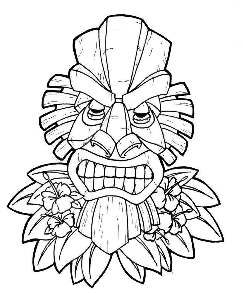 814x982 Images For Gt Tiki Face Coloring - Tiki Mask Sketch