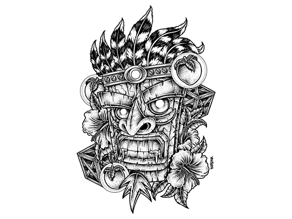600x450 Aku Aku On Wacom Gallery - Tiki Mask Sketch