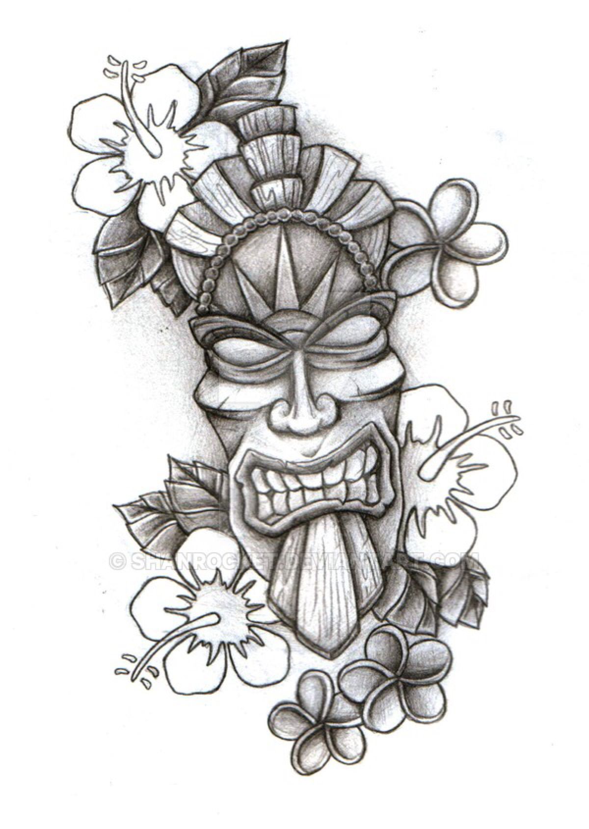 1200x1690 Tiki Mask Sketch By Shanrocket On @ Aztecs, Haiti - Tiki Mask Sketch