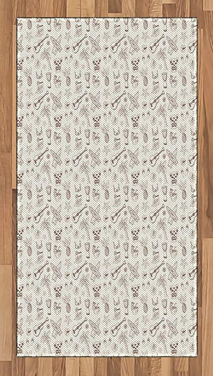 420x741 Lunarable Tropical Area Rug, Hula Skirt Tiki Mask - Tiki Mask Sketch