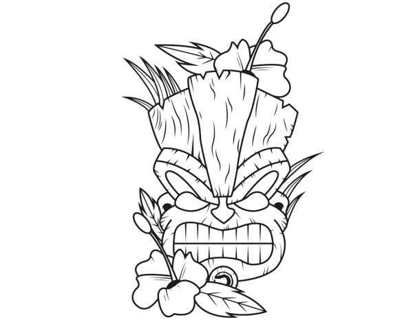 600x469 Collection Of Free Hawaii Drawing Mask. Download On Ubisafe - Tiki Mask Sketch