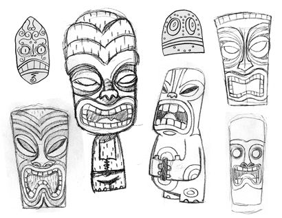 410x317 Tiki Sketch 1950s Luau Sketches, Croquis And - Tiki Sketch
